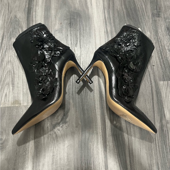 Zara Shoes - Zara Black Heeled Boots with Floral Detail